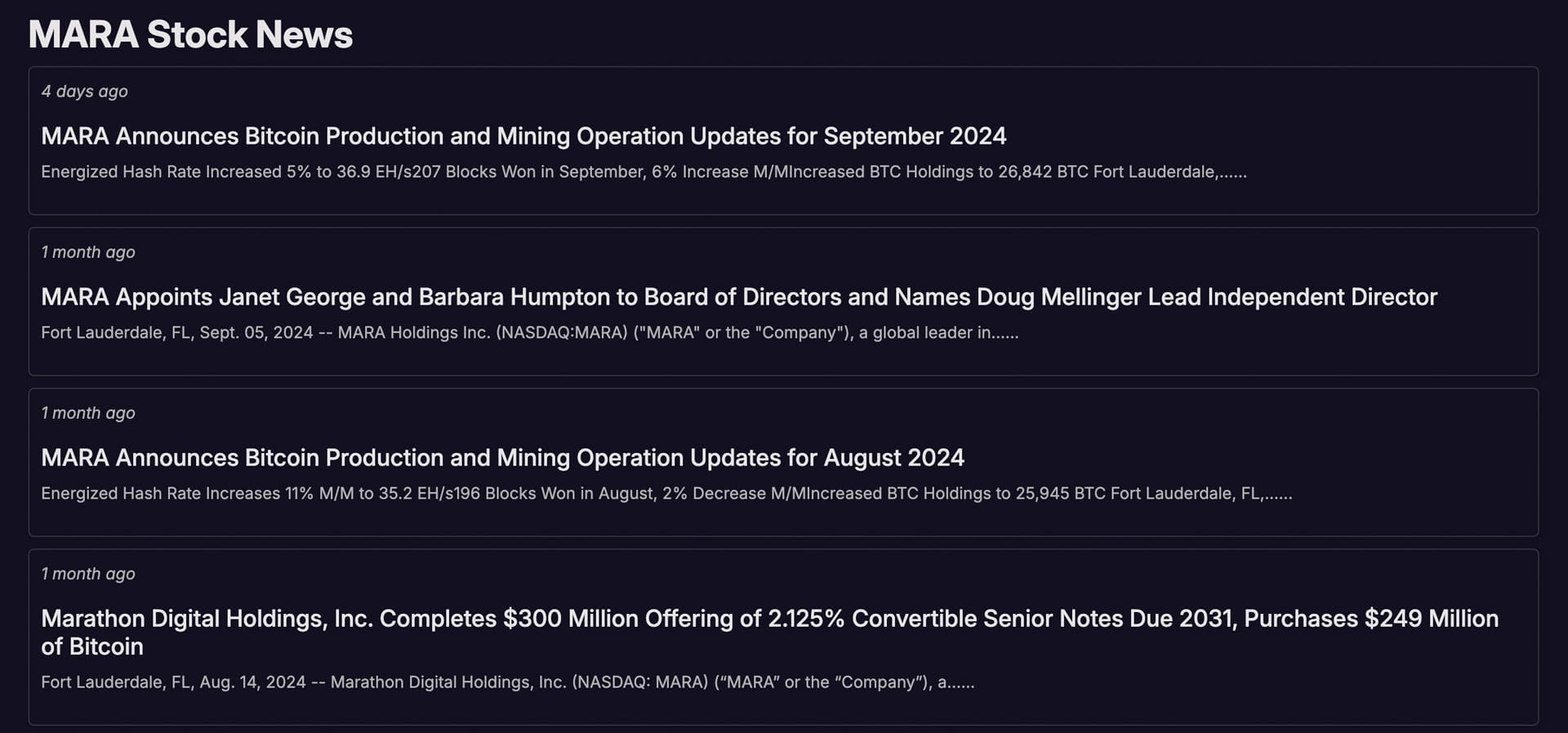 MARA stock news